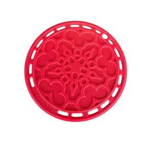 Le Creuset Silicone Trivet Red 8" Round Cerise Flower Manhole Hot Pad